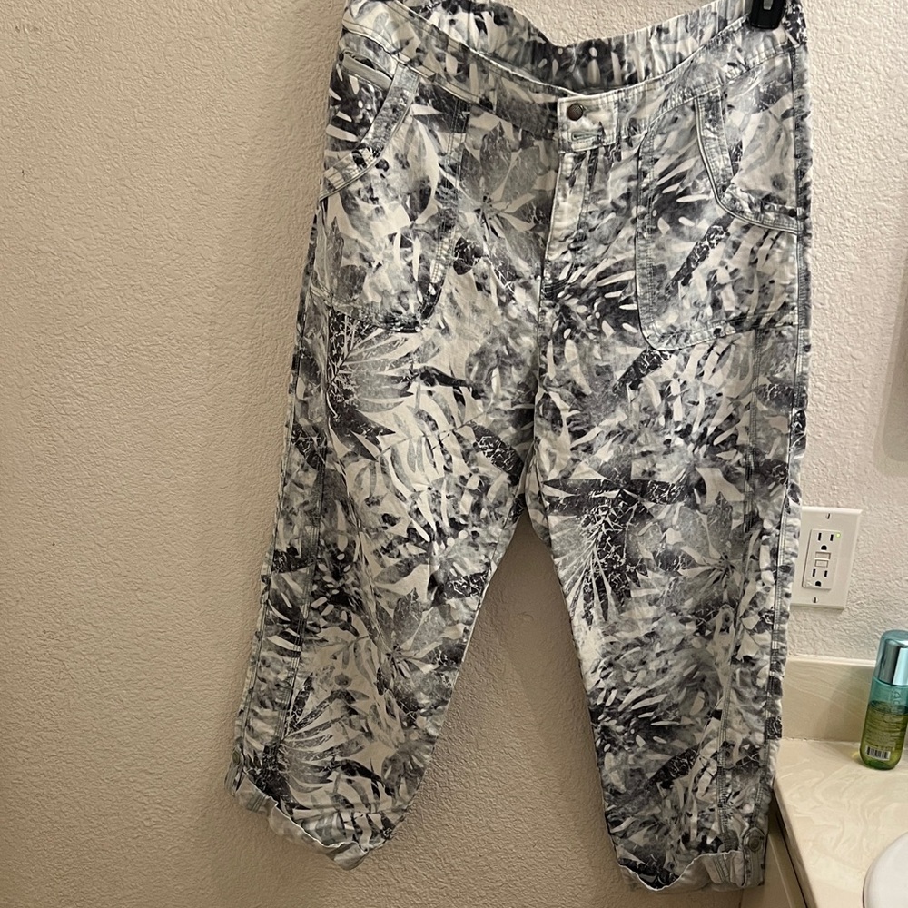Chico's Blueish grey and White Patterned Chinos
